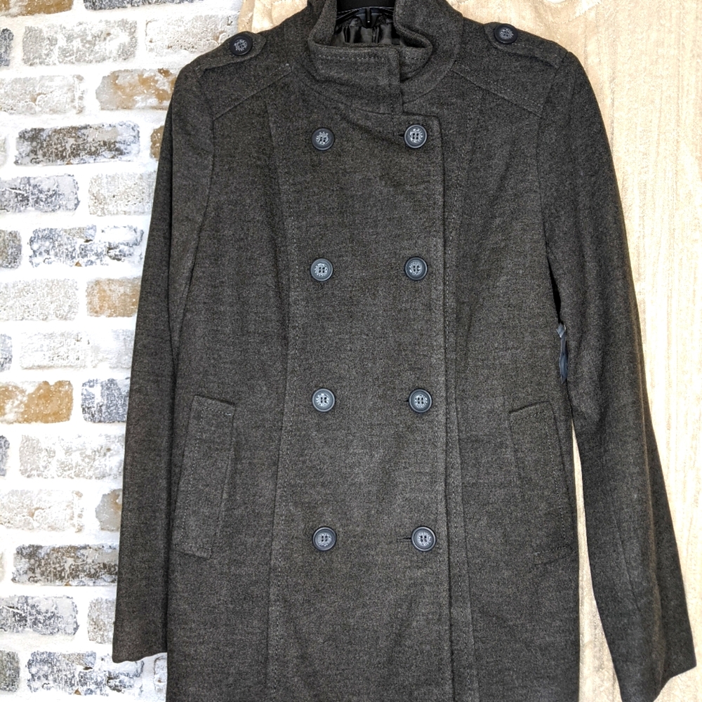 Bongo Women's Charcoal Double-Breasted Peacoat